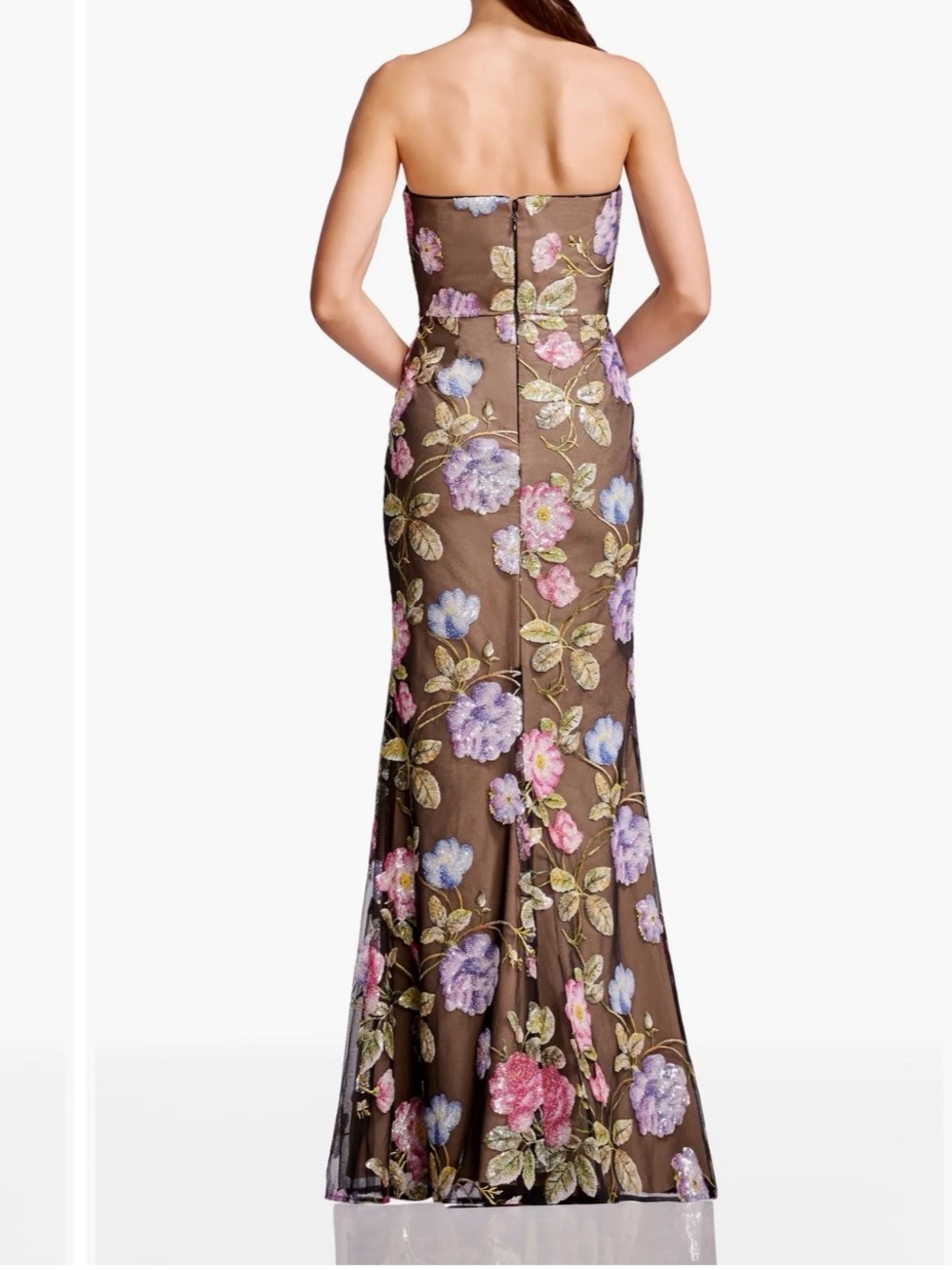 Dress the Population - Fernanda Embroidered Floral Strapless Gown - Picture 2 of 7